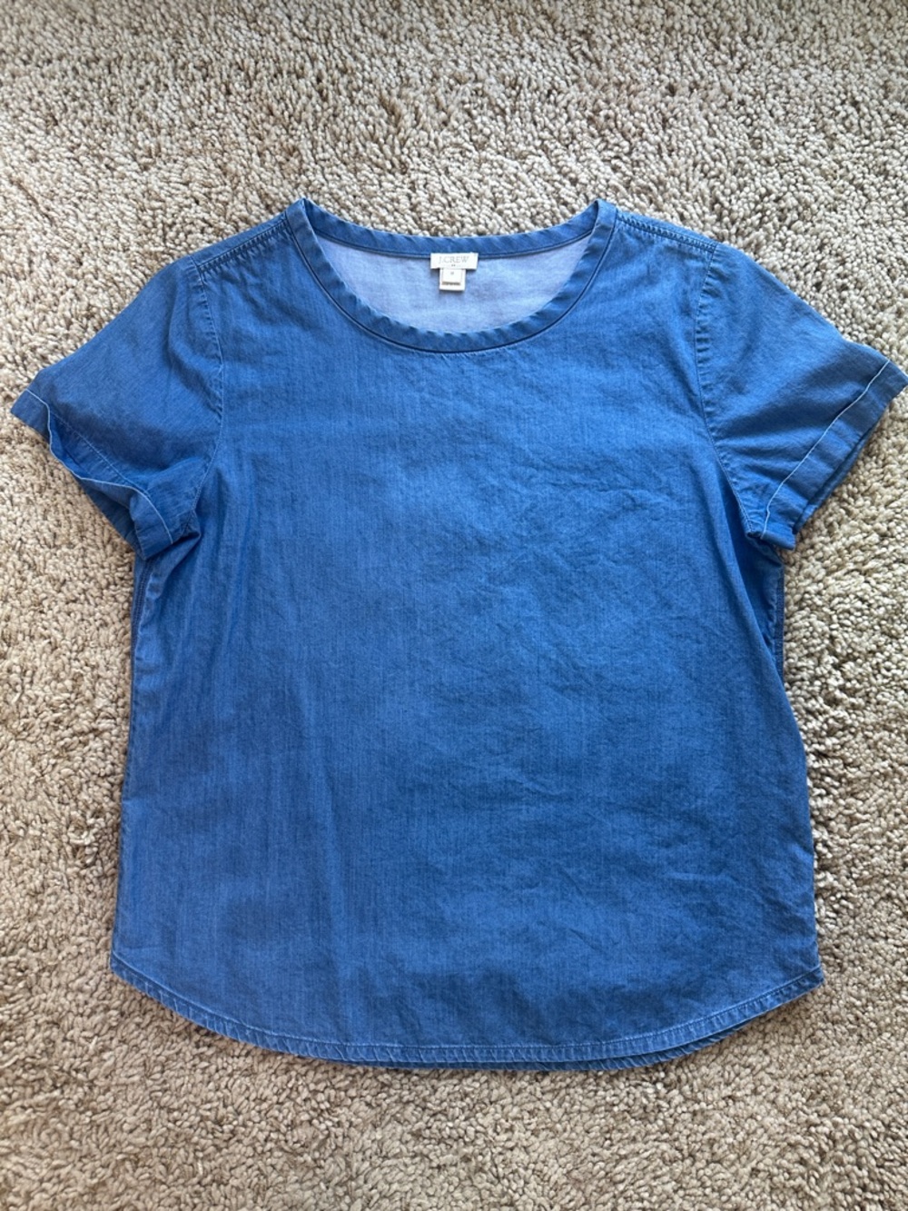J. Crew Chambray Short Sleeve Top in Blue